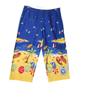Vtg Sag Harbor Sport‎ Womens Size 18 Capri Pants Beach Lake Vacation Sailboats